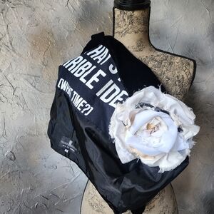 Black Velvet Concept Top Jacket Vintage Large White ROSE Flower Pin